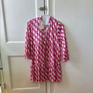 H&M Pink and White Patterned Dress